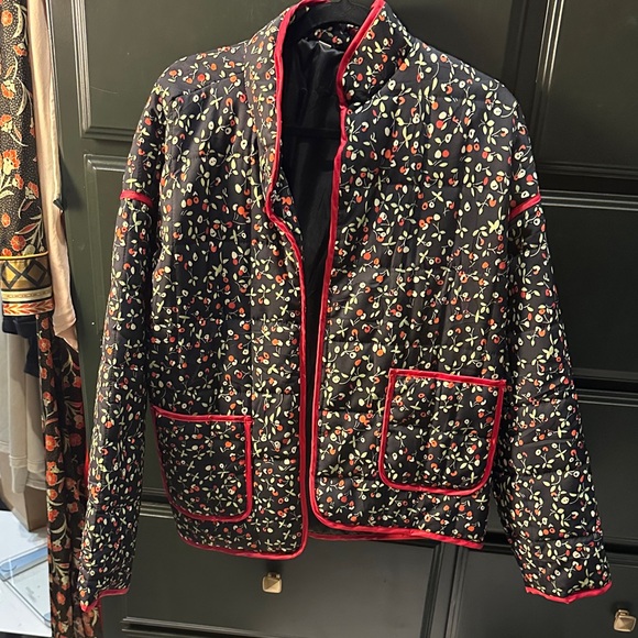 Amazon Jackets & Blazers - Amazon Black Floral Jacket with Red Trim